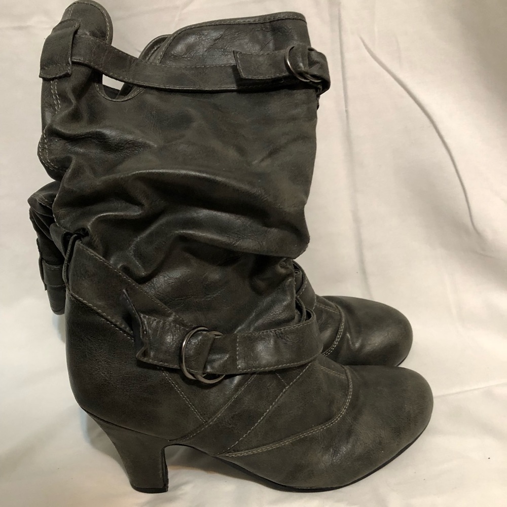Grey high heel boots